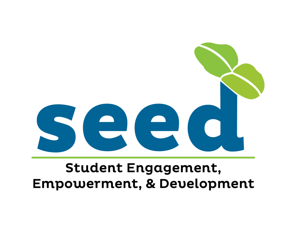Logo for Student Engagement, Empowerment, and Development (SEED) co-curricular leadership certificate program. Begin the program at the following link: https://uncch.instructure.com/enroll/HCB6WC