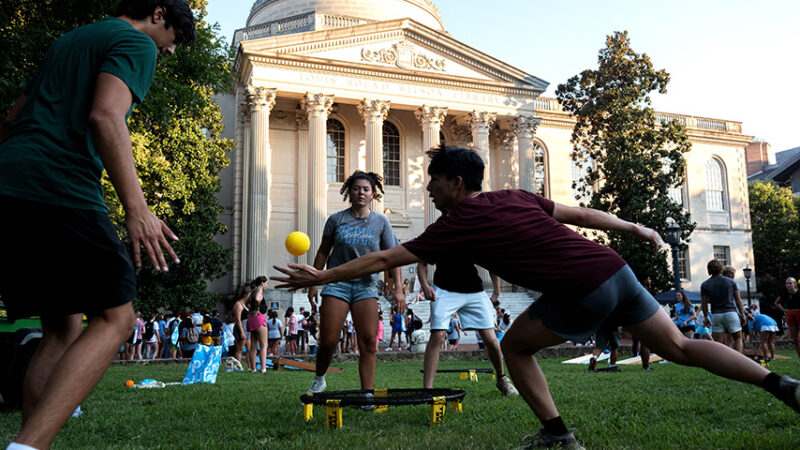 Photo of students playing activities at Fallfest 2023.