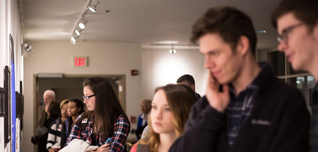 UNC students in the Student Art Gallery in the Carolina Union.