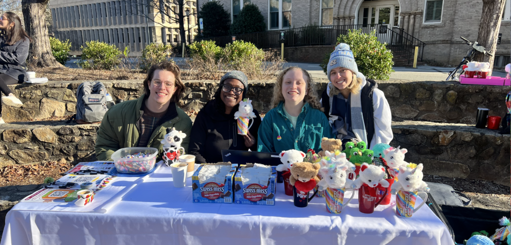 CUAB members table with hot chocolate to give out to other students.