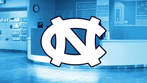 UNC Interlocking logo with background image used for the Feature image of the Today at the Union section.