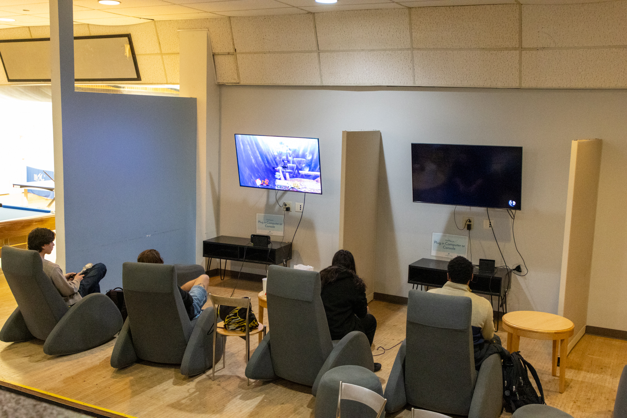 Students playing games in the Tar Heel Game Zone